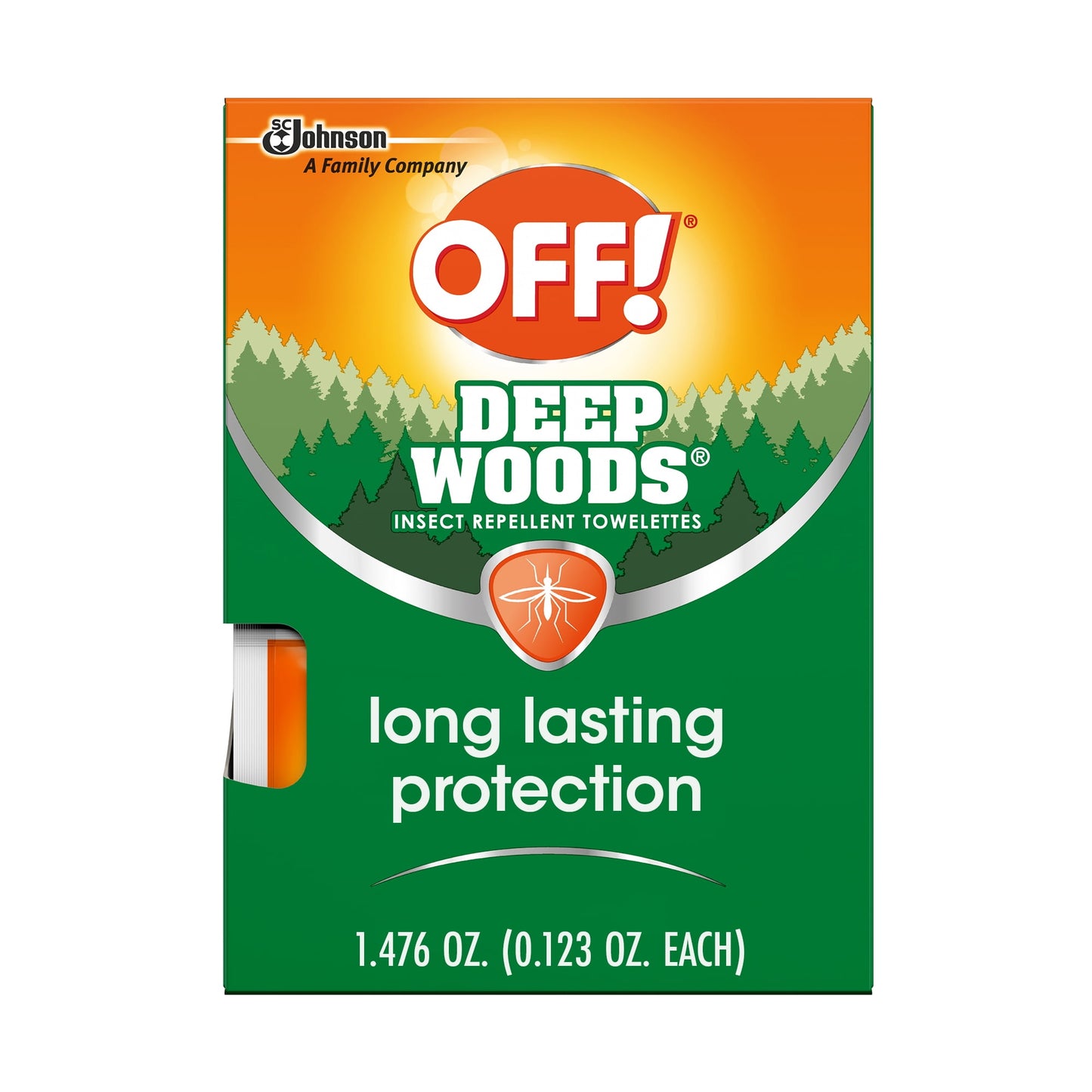 OFF! Deep Woods Towelettes with 25% DEET, Insect Repellent, 1 Pack, 12 ct