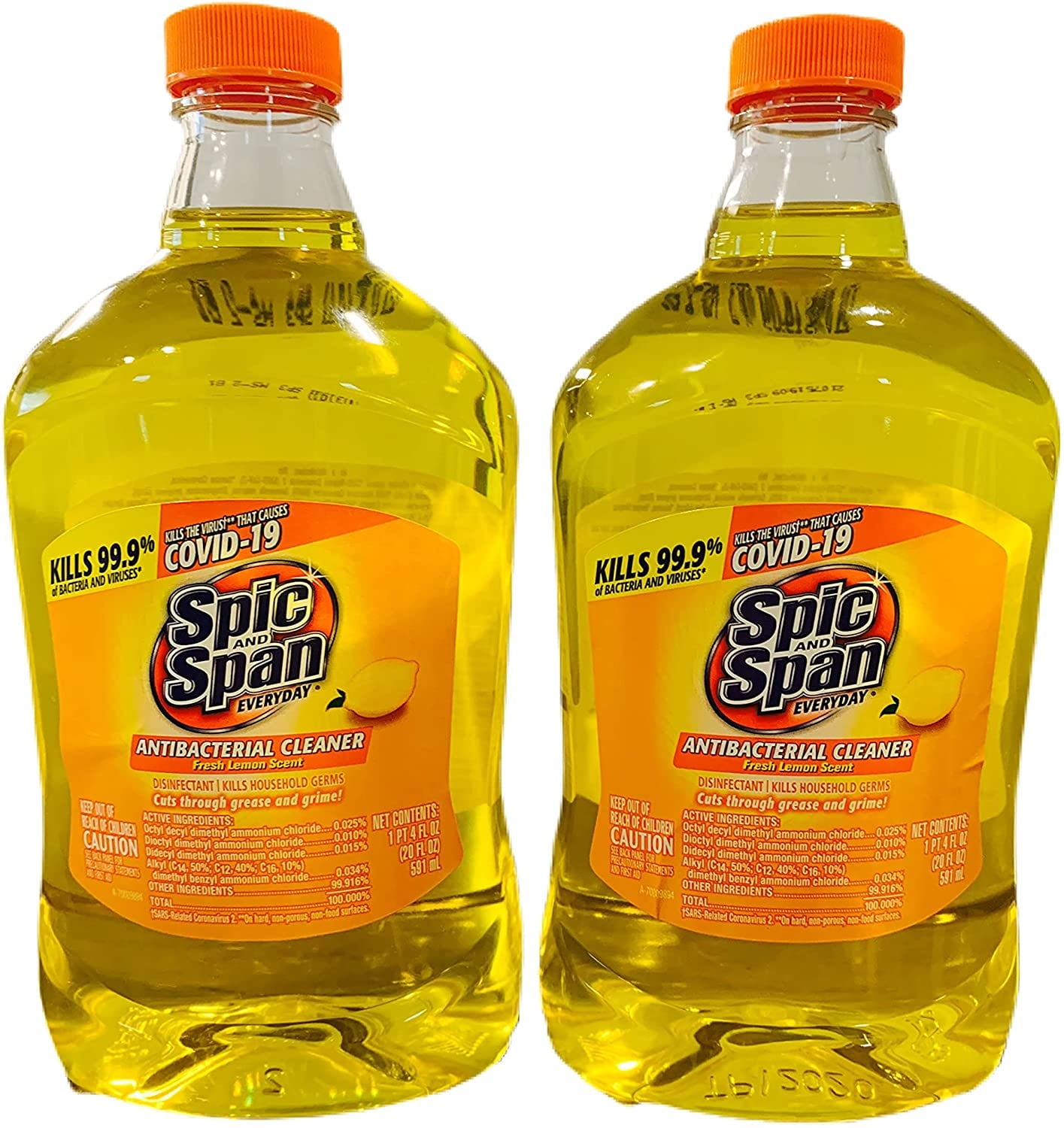 Spic and Span Fresh Lemon Scent Antibacterial Cleaner Refills , 20 oz. each (2 Pack)