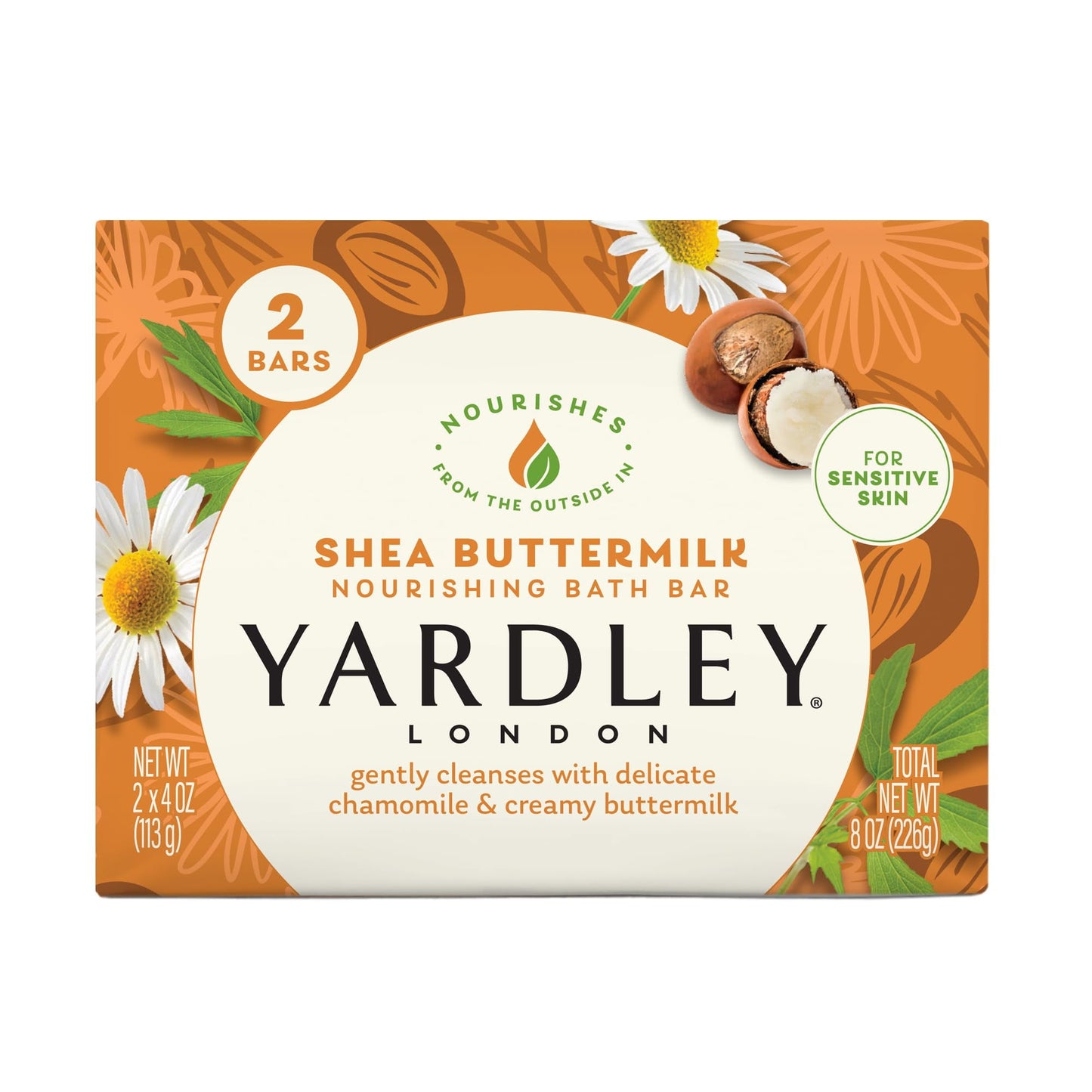 London Shea Buttermilk Naturally Moisturising Bath Bar for Sensitive skin, 4 ounces, 2 count