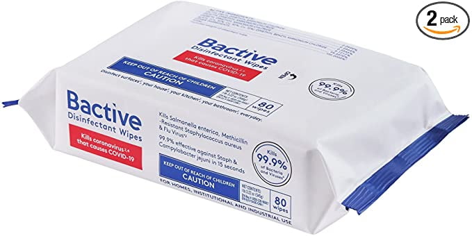 Case of 18 bags Bactive Multi-Purpose Disinfectant Wipes 80 wipes per bag 1440 wipes