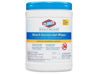 Clorox Healthcare 30577 6 in. x 5 in. 1-Ply Bleach Germicidal Wipes - Unscented, White