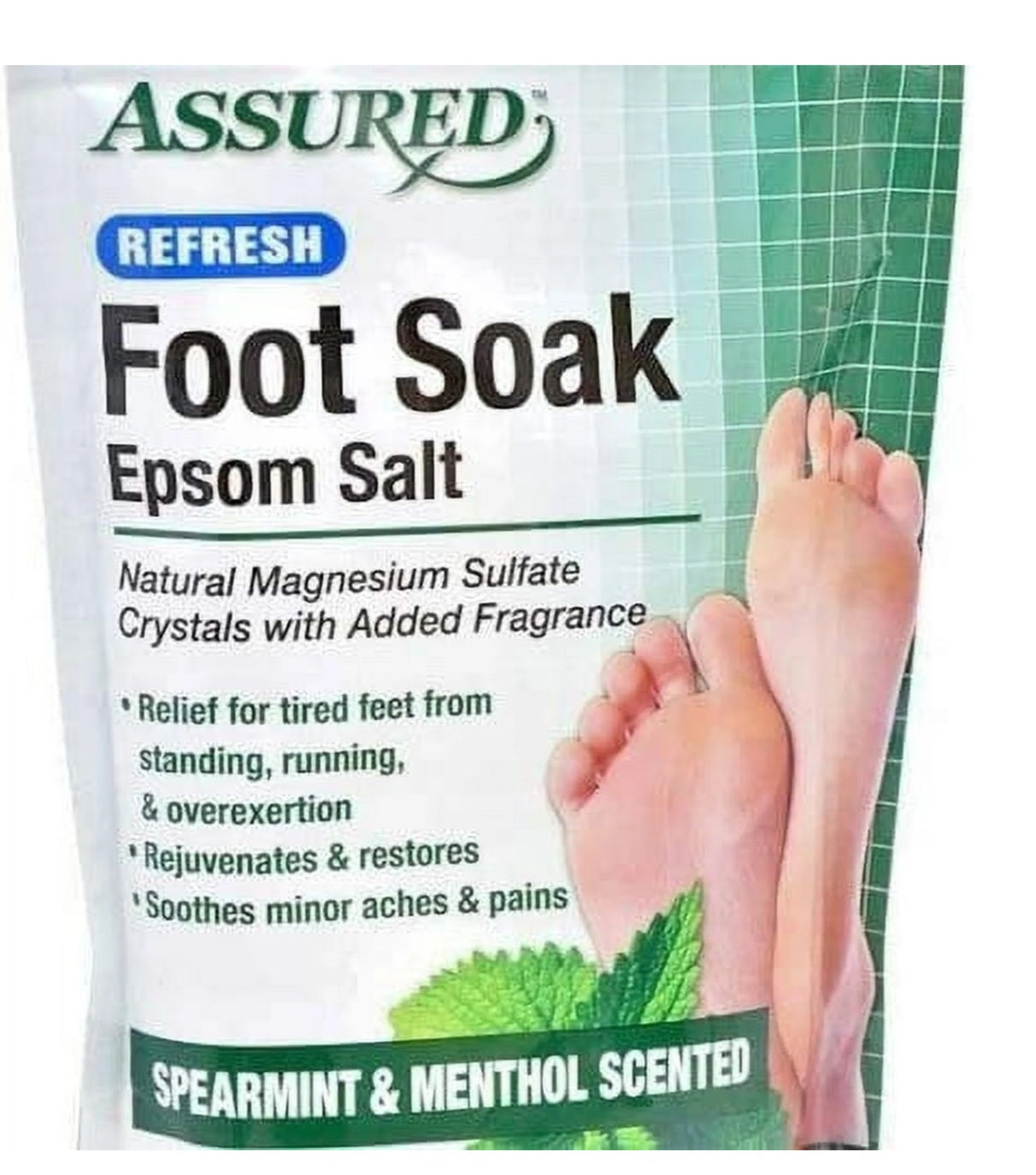 Assured Refresh Epsom Salt Foot Soak with Spearmint and Menthol Scent, 16 oz.