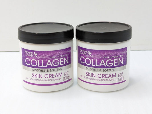 Personal Care Collagen Skin Cream 2 Pack 6 oz ea. Daily Moisturizer, Deep Hydrating