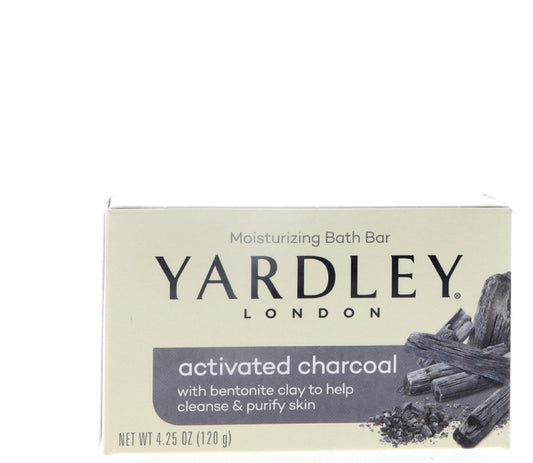 Yardley Activated Charcoal Bath Bar, 4.25 oz Pack of 4