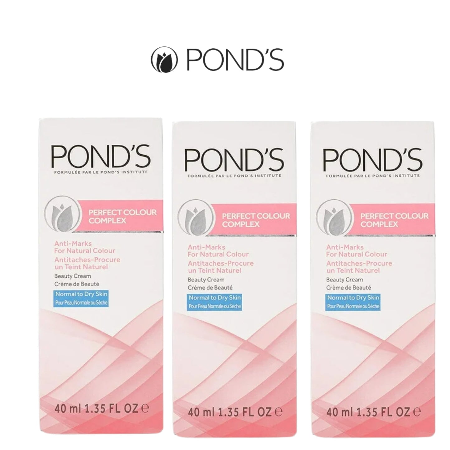 Pond's Perfect Color Beauty Cream - Brightening Moisturizer For Normal Skin, 1.35 Fl Oz Each, Pack of 3