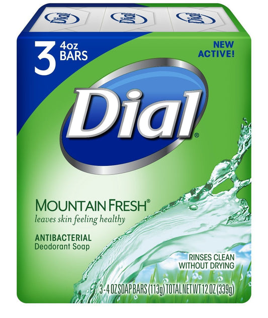 Dial Antibacterial Deodorant Bar Soap, Mountain Fresh, 4 oz, 3 Bars