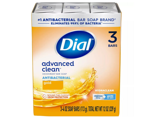 2 Packs - Dial Advanced Clean Antibacterial Deodorant Bar Soap, Gold, 4 oz, 3 Bars Each Pk