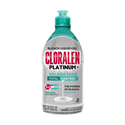 Cloralen Platinum Splash-Free Bleach Liquid Gel 20.29 Oz. - Multi-Purpose Cleaner for Bathroom, Kitchen, Laundry, Indoor and Outdoor. Concentrated (Pack of 1)