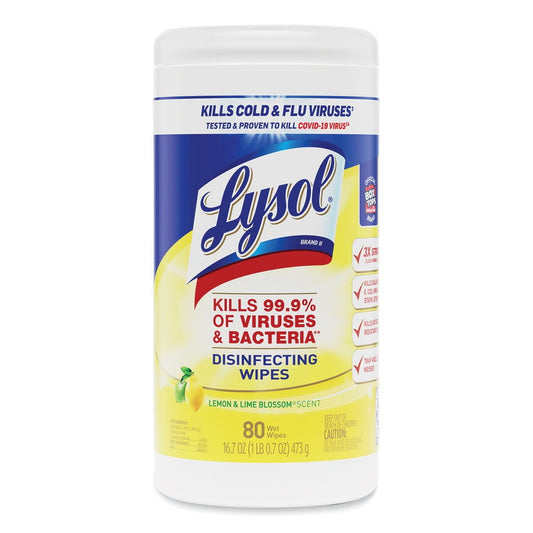 Lysol Disinfectant Wipes, Multi-Surface Antibacterial Cleaning Wipes, For Disinfecting and Cleaning, Lemon and Lime Blossom, 80 Count