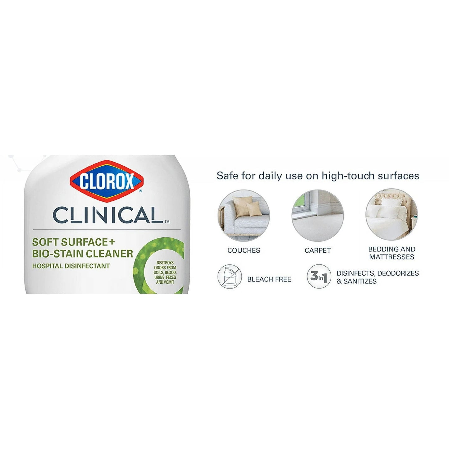 Clorox Clinical Soft Surface + Bio-Stain Cleaner Hospital Disinfectant