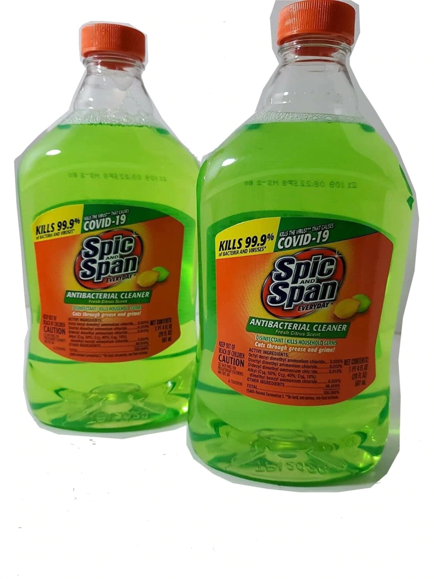 Spic And Span Everyday Multipurpose Liquid Cleaner, Dilutable Antibacterial Multi-Surface  Floor Cleaner, Fresh Citrus Scent, 20 FL OZ, 2-pk