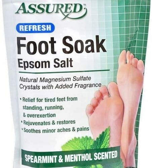 Assured Refresh Epsom Salt Foot Soak with Spearmint and Menthol Scent, 16 oz.